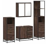 Genérico Set de Muebles baño 4 pzas Madera contrachapada Roble marrón,Conjuntos de Muebles,Muebles de baño-3301259