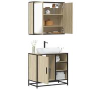 Genérico Set de Muebles de baño 2 pzas Madera contrachapada Roble Sonoma,Muebles de baño-3300906