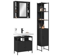 Genérico Set de Muebles de baño 3 Piezas Madera contrachapada Negro,jiangboyue-3214735