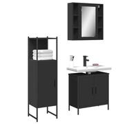 Genérico Set de Muebles de baño 3 Piezas Madera contrachapada Negro,Muebles de baño-3214760