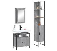 Genérico Set de Muebles de baño 3 pzas Madera contrachapada Gris Sonoma,Mobiliario,Conjuntos de Muebles,Muebles de baño-3214798