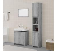 Genérico Set de Muebles de baño 3 pzas Madera contrachapada Gris Sonoma,Mobiliario,Conjuntos de Muebles,Muebles de baño-3152720
