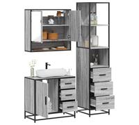 Genérico Set de Muebles de baño 3 pzas Madera contrachapada Gris Sonoma,Muebles de baño-3301168
