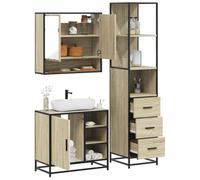 Genérico Set de Muebles de baño 3 pzas Madera contrachapada Roble Sonoma,Mobiliario,Conjuntos de Muebles,Muebles de baño-3301176