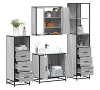 Genérico Set de Muebles de baño 4 pzas Madera contrachapada Gris Sonoma,Muebles de baño-3301248