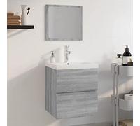 Genérico Set de Muebles de baño Madera contrachapada Gris Sonoma,Conjuntos de Muebles,Muebles de baño-3152865