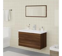 Genérico Set de Muebles de baño Madera contrachapada marrón Roble,Muebles de baño-3120353