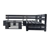 Genérico Set de Muebles de jardín de palets 4 Piezas Madera Negro,Conjuntos de jardín-277420