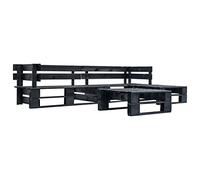 Genérico Set de Muebles de palés para jardín 4 Piezas Madera Negro,Mobiliario,Muebles de jardín,Conjuntos de jardín-277424