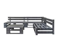 Genérico Set de Muebles de palets para jardín 4 Piezas Madera Gris,Conjuntos de jardín-276314