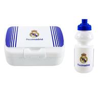 Genérico Set de Sandwichera/Fiambrera + Botella 350 ml compatible con Real Madrid y Atlético Madrid - Set Infantil para meriendas. (R. Madrid)