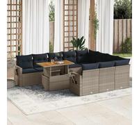 Genérico Set de sofás de jardín 11 pzas y Cojines ratán sintético Gris,Mobiliario,Muebles de jardín,Conjuntos de jardín,Gris,99.2 KG,3327204