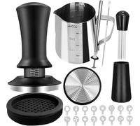 Genérico Set de tamper manual para espresso 22 piezas con herramienta WDT jarra espumar leche lápiz arte café agitador alfombrilla kit accesorios barista elaboración profesional
