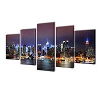 Genérico Set Decorativo de lienzos para Pared Nueva York Noche 100 x 50 cm,Casa y jardín,Decoración,Obras de Arte,Carteles, copias y Arte visual-241550