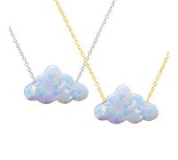 Genérico Set di collane a forma di nuvola in lega 2 pezzi, collane con pendenti a forma di opale a catena oro e argento da donna, gioielli da regalo per clavicola