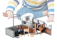 Genérico Set Establo Caballos - Juguete Granja Animales | Modelo Establo Realista Cerca Figuras | Juego Simulación Educativo Niños | Aprendizaje Cognitivo Temprano