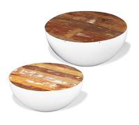Genérico Set Mesa de Centro Forma Cuenco 2 uds Madera Maciza reciclada,Mobiliario,Mesas,Mesas Decorativas,Mesas de centro-243351