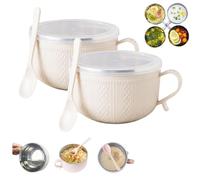 Genérico Set of 3-25 Oz Mug Meals with Lid-Its, Large Soup Mugs with Lids for Coffee, Soups & Stews, Ideal Christmas (2pcs-1)