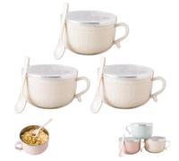 Genérico Set Of (4) 25-Oz Mug Meals W/Lid-Its, Christmas 4 Piece Meal Mugs Set, Soup Mugs With Handles And Lids For Soups, Stews, Coffee Idea (Beige,3pcs)