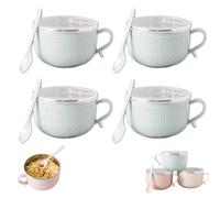 Genérico Set Of (4) 25-Oz Mug Meals W/Lid-Its, Christmas 4 Piece Meal Mugs Set, Soup Mugs With Handles And Lids For Soups, Stews, Coffee Idea (Blue,4pcs)
