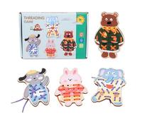 Genérico Sewing Cards Kids, Learn to Sew Threading Board, 7.87x1.18x5.39 inches Shoe Tie Practice Fine Motor Skills Toy, Quiet Activity for Travel, Road Trips, Early Childhood Development