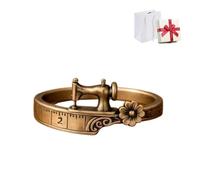 Genérico Sewing Machine Bracelet & Ring Set, Vintage Jewelry with Measuring Tape Detail, Creative Artisan Gift for Crafters,Sewers & Costume Designers (Ring)