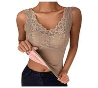 Genérico Sexy Lencería Erótica para Mujeres Termal y Pads Top Ropa interior con Chest Thick Cordón Tank, caqui, Talla única