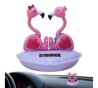 Genérico Shaking Head Flamingo - Desktop Car Decor Toy, Vibrant Solar Figurine Provides Cheerful Motion for Interior Decoration | Ideal for Office Desks, Cars, Homes, and Romantic Gifting, 12x11cm