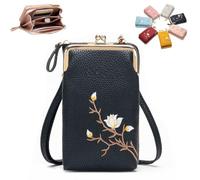 Genérico Shamfreshen Women Sling Cross-Body Wallet, Desirablte Crossbody Phone Bag, Multiple Compartments Crossbody Phone Bag (Black)