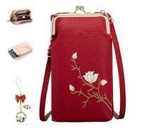 Genérico Shamfreshen Women Sling Cross-Body Wallet, Desirablte Crossbody Wallet, Multiple Compartments Crossbody Phone Bag for Travel (Red)