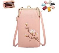 Genérico Shamfreshen Women Sling Cross-Body Wallet with Mobile Cell Phone Holder, Multiple Slots Leather Purse for Travel or Daily (Light Pink)