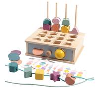 Genérico Shape Sorter Toy, Fine Motor Game, Wooden Sequencing Blocks, Matching Lacing Beads, Ideal for Children Learning, Stem Development, 1+ Year Old Growth, Great for Boys’ Playtime