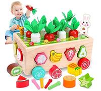 Genérico Shape Sorting Toy Farm, Wooden Orchard Pulling Car, Fruit Matching Sorting Cart, Perfect for, Preschool Fine Motor Skill Learning Toys for 1 2 3 Year Old Kids, Pull Along Cart