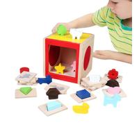 Genérico Shape Sorting Toy, Wooden Sensory Shape Sorter Table Game, 5.91x6.1x6.3 Inches Interactive Educational Learning Toys for Toddler, Preschool Boys, Girls and Early Childhood Development Play