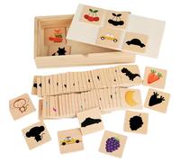 Genérico Shapes Matching Toy - Wooden Puzzle Board Cards, Shadow Shape Matching Puzzle Toy | Pattern-Recognition Early Learning for Home Car-Rides Travel Parent-Child Interaction