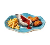 Genérico Shark Charcuterie Board Ceramic Funny Sauce Compartment Dish
