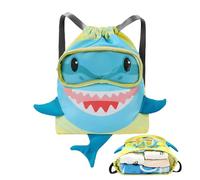 Generico Shark Drawstring Swim Bag - Waterproof Twill PU PVC Backpack 40 x 16 x 38 cm Single Piece With Shoe Compartment - Sports Gym Storage Sack - Swimming Camping Dance Shopping Kids