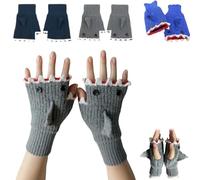 Genérico Shark Themed Fingerless Gloves for Women,Cute Sharks Knit Thermal Warm Knitted Glove,Cozy Crochet Shark Half Finger Gloves (Grey)
