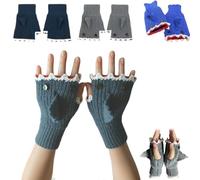 Genérico Shark Themed Fingerless Gloves for Women,Cute Sharks Knit Thermal Warm Knitted Glove,Cozy Crochet Shark Half Finger Gloves (Blue 1)