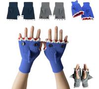 Genérico Shark Themed Fingerless Gloves for Women,Cute Sharks Knit Thermal Warm Knitted Glove,Cozy Crochet Shark Half Finger Gloves (Blue)