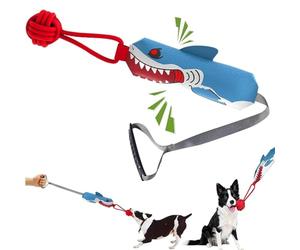 Genérico Shark Tug of War Dog Toy,Indestructible Squeaky Shark Tug Dog Toy with Rope & Durable Ball,Teeth Grinding for Puppy to Large Dogs and Outdoor Training Energy Burning (1)