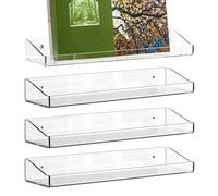 Genérico Shelves for Room Wall - Clear Acrylic Floating Organizer Display Rack for Makeup | Invisible Storage Ledge with Polished Safety Edges & Easy Mounting Hardware for Book, Perfume and Decor