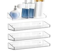 Genérico Shelves For Room Wall - Clear Floating Organizer Rack | 15-Inch Transparent Display Shelf | Kitchen Bedroom Bathroom Storage For Makeup Books Perfume Bottles Figurines Electronics Home Decor