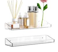 Genérico Shelves For Room Wall - Clear Floating Organizer Rack | 15-Inch Transparent Display Shelf | Kitchen Bedroom Bathroom Storage For Makeup Books Perfume Bottles Figurines Electronics Home Decor