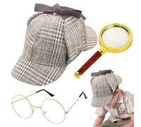Genérico Sherlock Holmes Fancy Dress 3 Pack Accessory Set, Detective Cosplay Dress Up, Sherlock Holmes Detective Costume Accessory Set, lupa de lagmaciones de lupa de sombrero