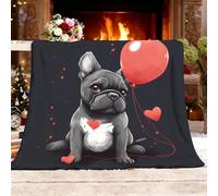 Genérico Sherpa XL 130x150cm Lindo Bulldog FrancéS Esponjoso Franela Suave cálida y Ligera Lavable a Máquina Negro Mantas de Lana Sofá Manta para Niños y Adultos