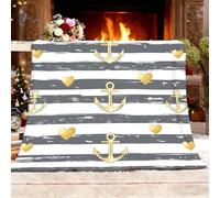 Genérico Sherpa XL 150x200cm NáUtico Ancla TemáTica En Forma De CorazóN Esponjoso Franela Suave cálida y Ligera Lavable a Máquina Blanco GrisáCeo Mantas de Lana Sofá Manta para Niños y Adultos