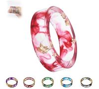 Genérico Sherum EverRing, Pubyfun Everring, Gold Foil Epoxy Resin Ring, Unique Dried Floral Resin Rings for Women, Handmade Floral Ring with Gold Foil (RED,22mm(12size))