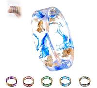 Genérico Sherum EverRing, Pubyfun Everring, Gold Foil Epoxy Resin Ring, Unique Dried Floral Resin Rings for Women, Handmade Floral Ring with Gold Foil (BLUE,16mm(6size))