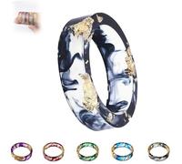 Genérico Sherum EverRing, Pubyfun Everring, Gold Foil Epoxy Resin Ring, Unique Dried Floral Resin Rings for Women, Handmade Floral Ring with Gold Foil (BLACK,16mm(6size))